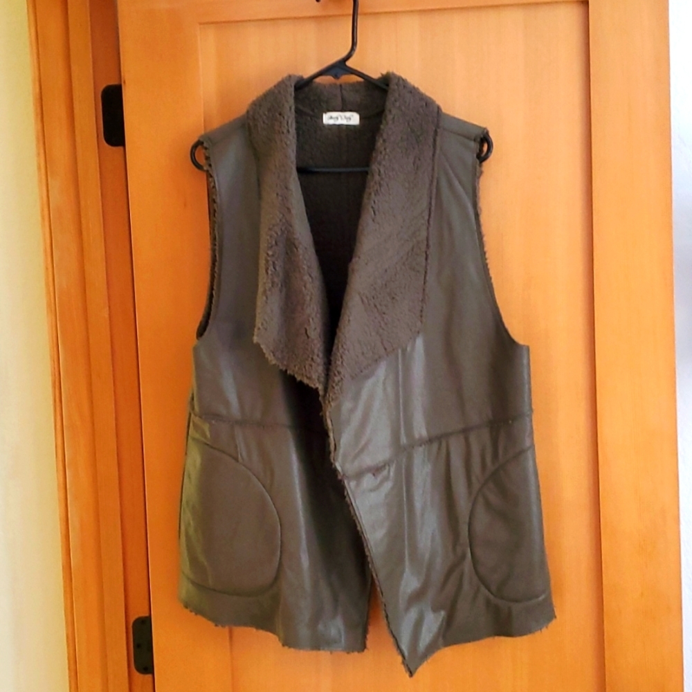 Faux Leather Sherpa Vest